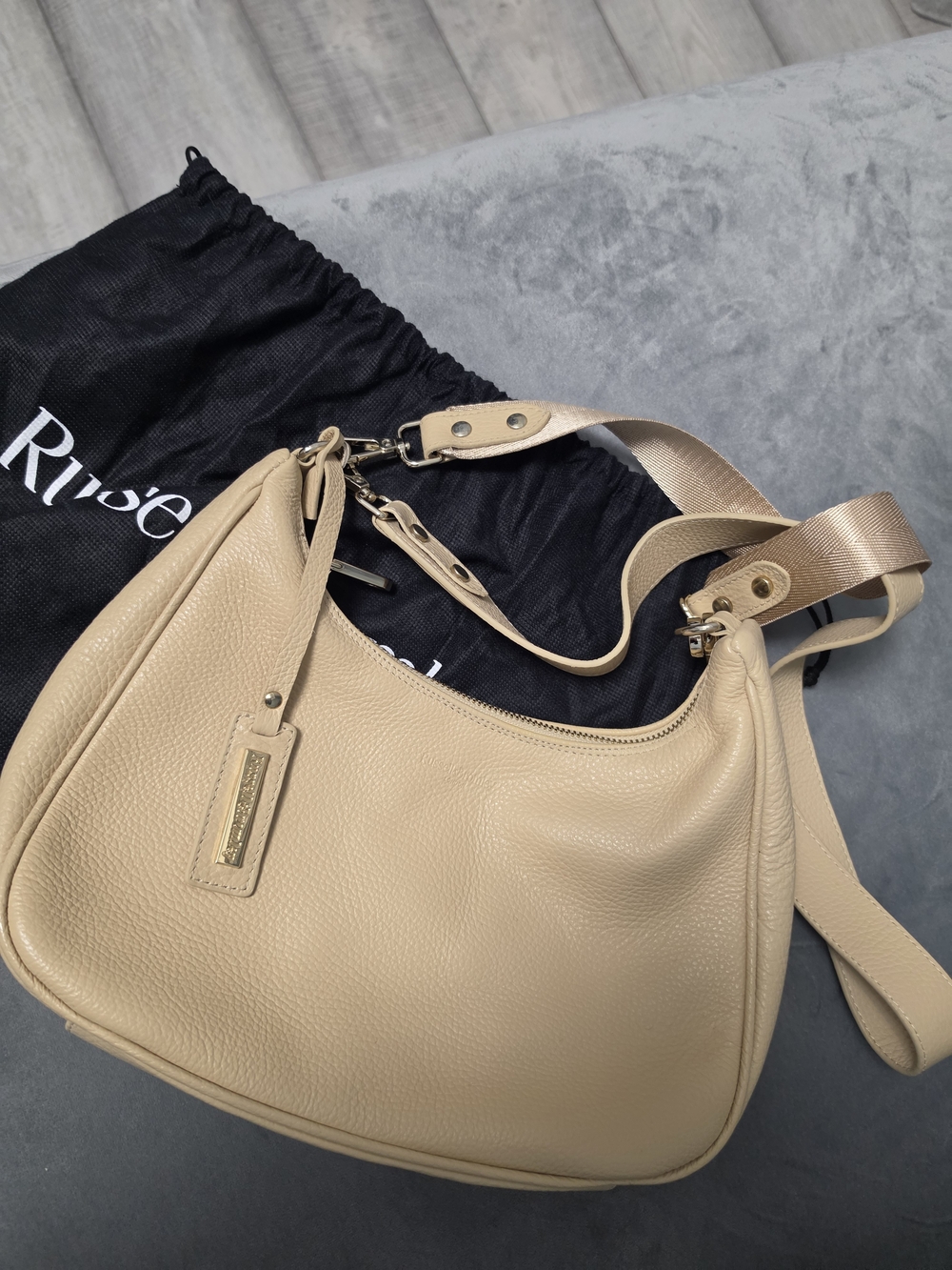 Beige Leather Shoulder Bag RUSSEL&BROMLEY